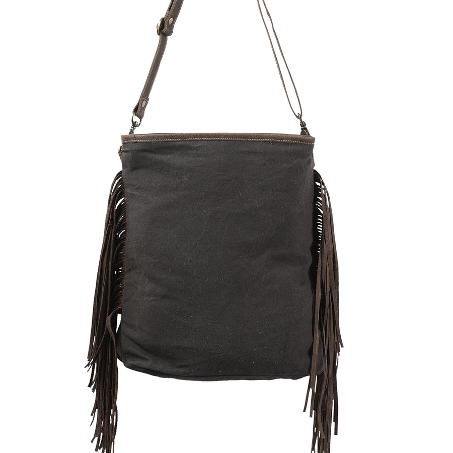 OHLAY Large Crossbody Upcycled Wool Canvas Genuine Leather Women Bag Western Handbag Purse | Womens Handbags Belt for Summer