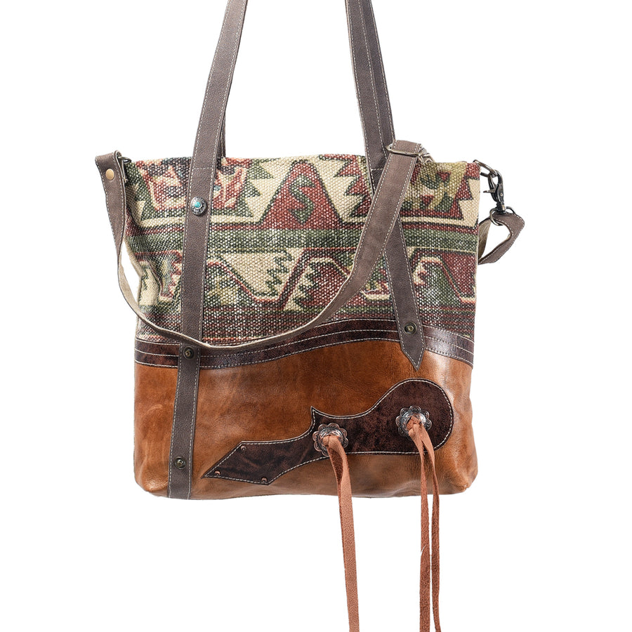 OHLAY KB368 TOTE Upcycled Wool Canvas Genuine Leather women bag by Hilason – Cowboy and equestrian accessories