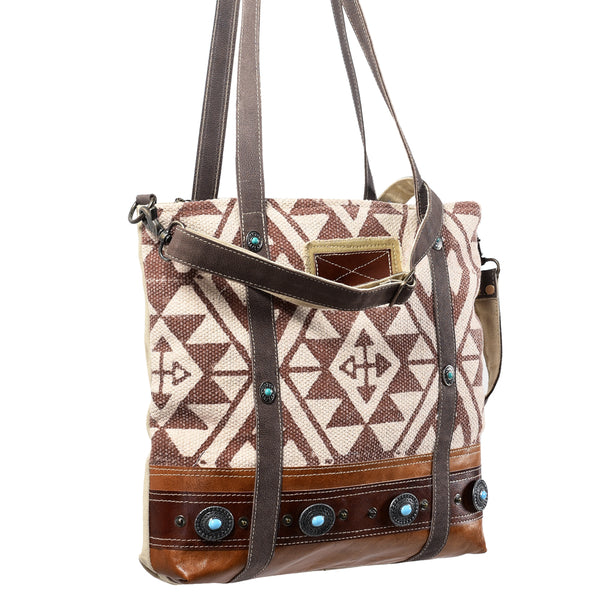 OHLAY KB369 TOTE Upcycled Wool Canvas Genuine Leather women bag by Hilason – Cowboy and equestrian accessories