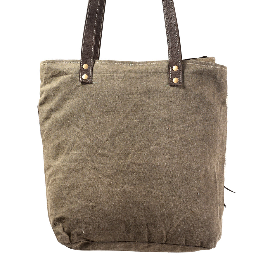 OHLAY KB373 TOTE Hand Tooled Upcycled Wool Canvas Hair-on Genuine Leather women bag western handbag purse