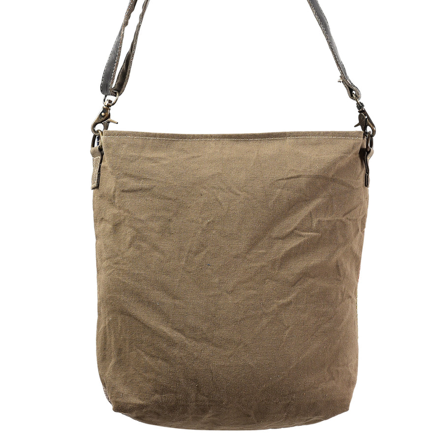 OHLAY Large Crossbody Upcycled Wool Canvas Genuine Leather Women Bag Western Handbag Purse | Womens Handbags Belt for Summer
