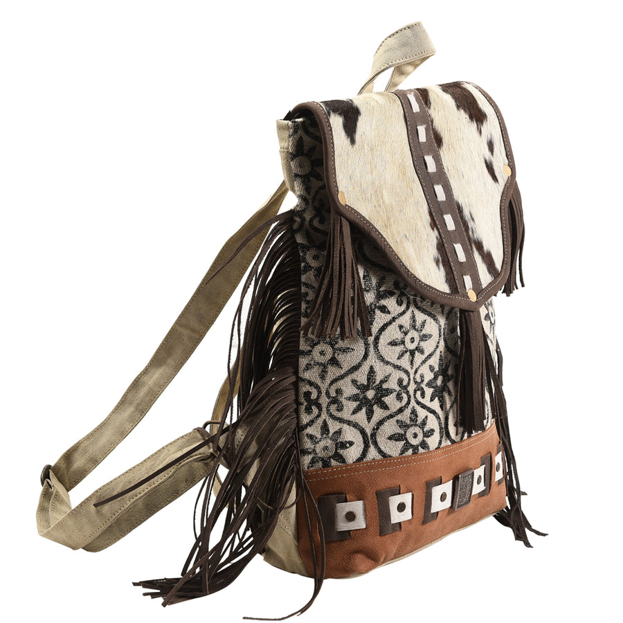 OHLAY Bucket Upcycled Wool Canvas Hair On Genuine Leather Women Bag Western Handbag Purse | Womens Handbags Belt for Summer