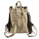 OHLAY KB378 Backpack Upcycled Canvas Hair-On Genuine Leather women bag western handbag purse