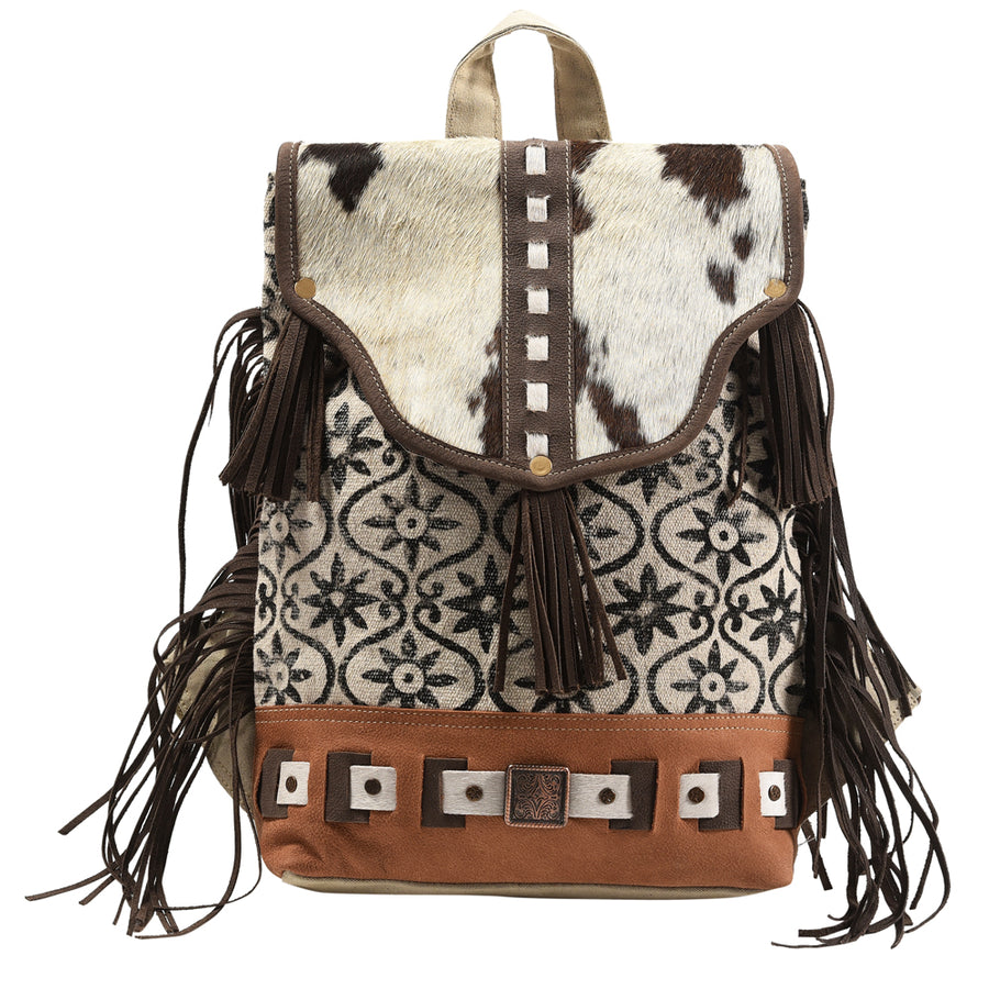 OHLAY KB378 Backpack Upcycled Canvas Hair-On Genuine Leather women bag by Hilason – Cowboy and equestrian accessories