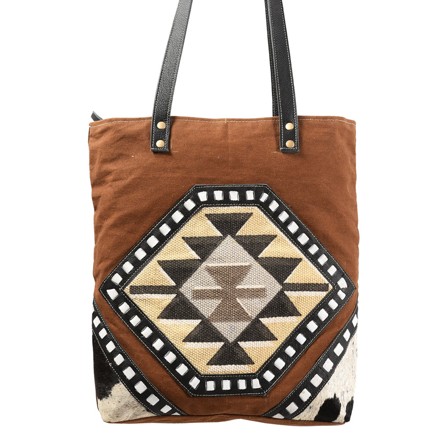 OHLAY KB379 TOTE Upcycled Wool Canvas Hair-on Genuine Leather women by Hilason – Cowboy and equestrian accessories