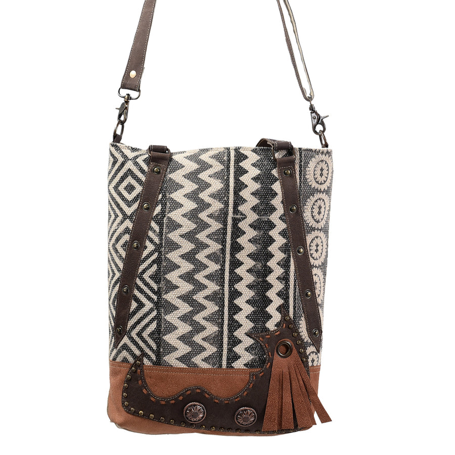 OHLAY KB380 TOTE Upcycled Wool Canvas Genuine Leather women bag western handbag purse