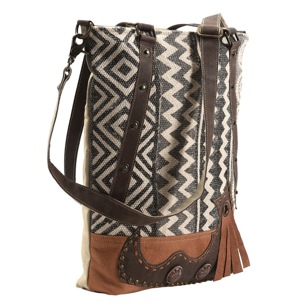 OHLAY KB380 TOTE Upcycled Wool Canvas Genuine Leather women bag by Hilason – Cowboy and equestrian accessories