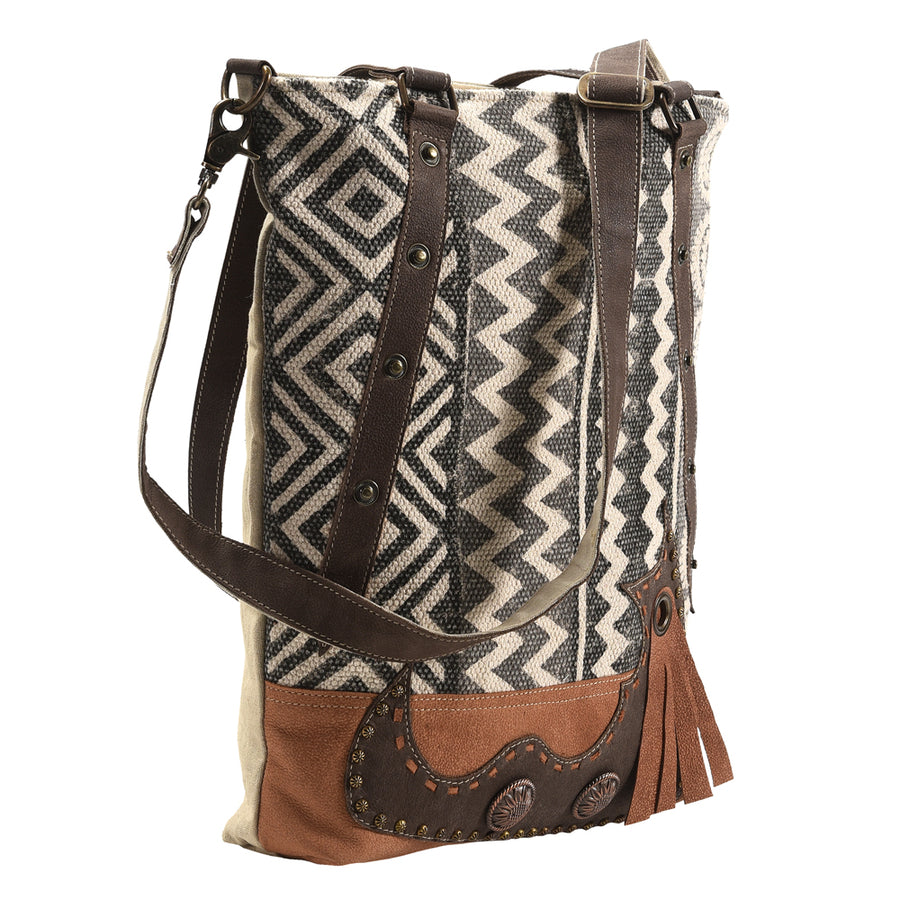 OHLAY KB380 TOTE Upcycled Wool Canvas Genuine Leather women bag by Hilason – Cowboy and equestrian accessories