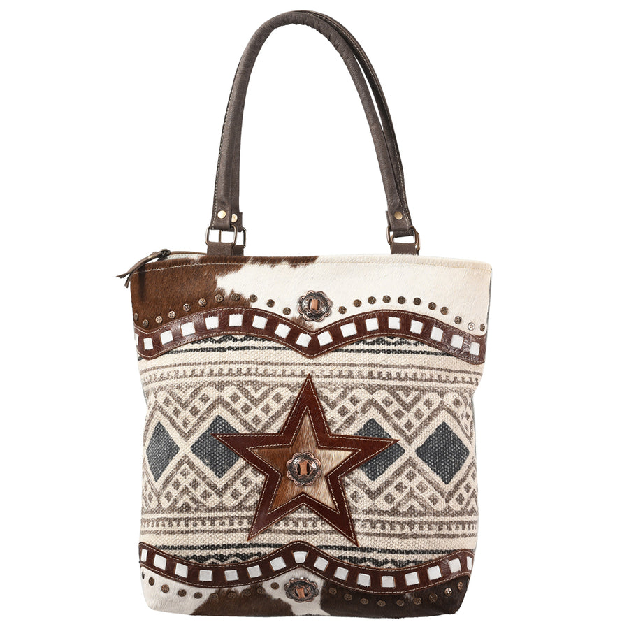 OHLAY KB383 TOTE Upcycled Wool Canvas Hair-on Genuine Leather women by Hilason – Cowboy and equestrian accessories