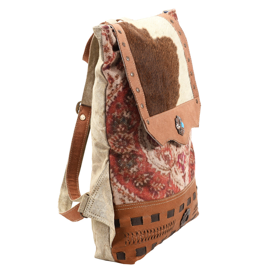 OHLAY Bucket Upcycled Wool Canvas Hair On Genuine Leather Women Bag Western Handbag Purse | Womens Handbags Belt for Summer