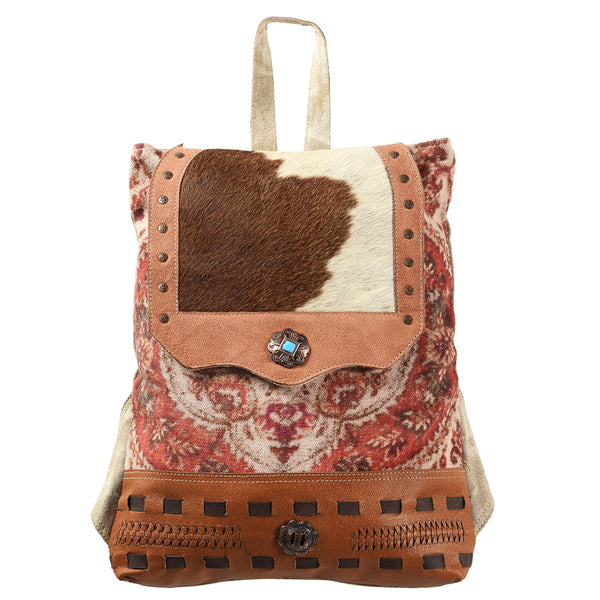 OHLAY KB384 Backpack Upcycled Canvas Hair-On Genuine Leather women bag by Hilason – Cowboy and equestrian accessories