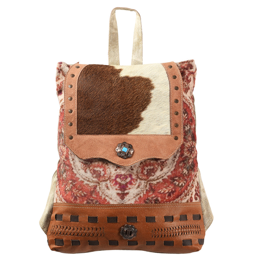 OHLAY KB384 Backpack Upcycled Canvas Hair-On Genuine Leather women bag by Hilason – Cowboy and equestrian accessories