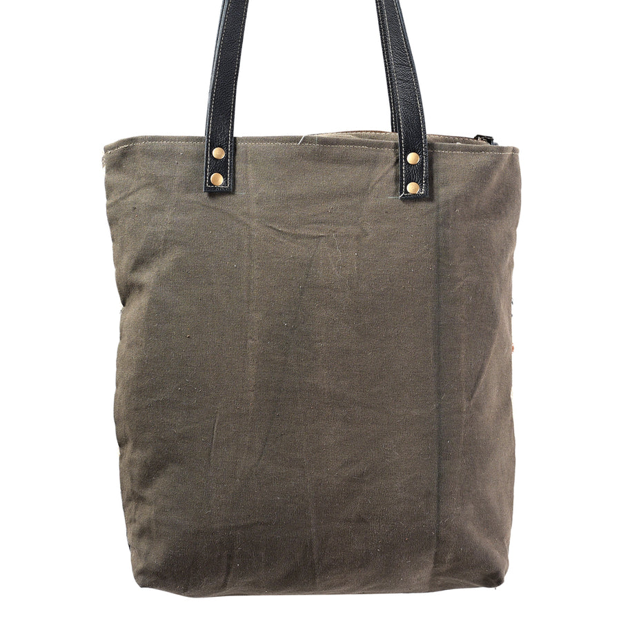 OHLAY KB386 TOTE Hand Tooled Upcycled Wool Canvas Genuine Leather women bag western handbag purse