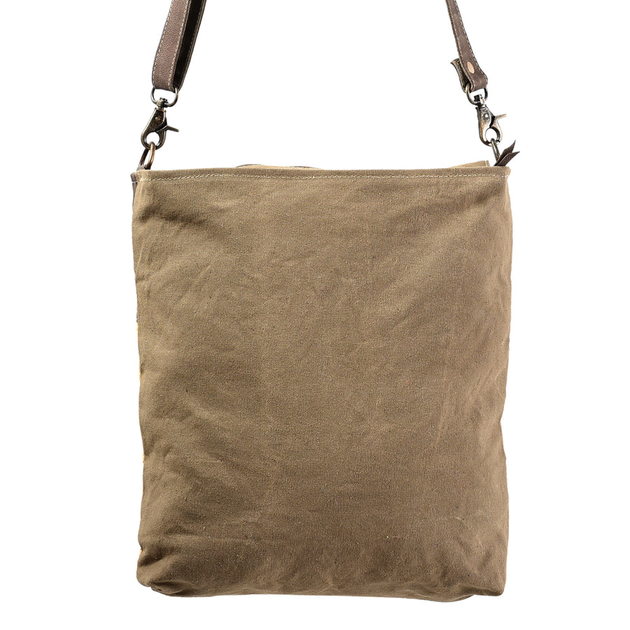 OHLAY Large Crossbody Upcycled Wool Canvas Genuine Leather Women Bag Western Handbag Purse | Womens Handbags Belt for Summer