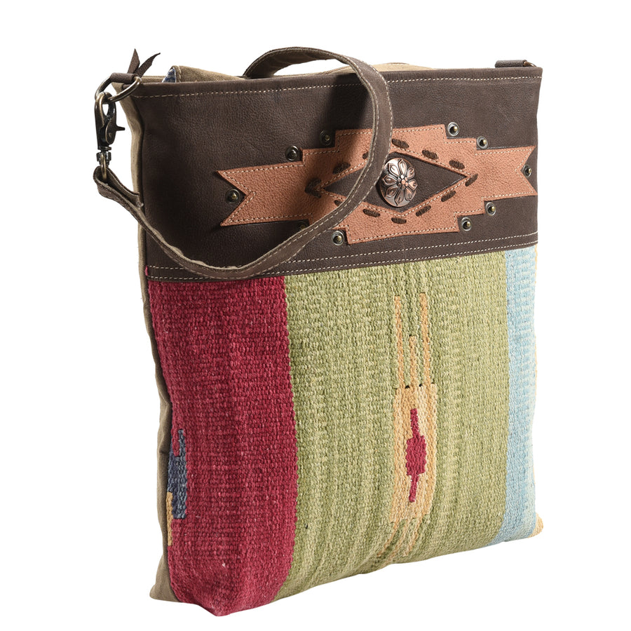 OHLAY Large Crossbody Upcycled Wool Upcycled Canvas Genuine Leather women bag western handbag purse - Uhorse