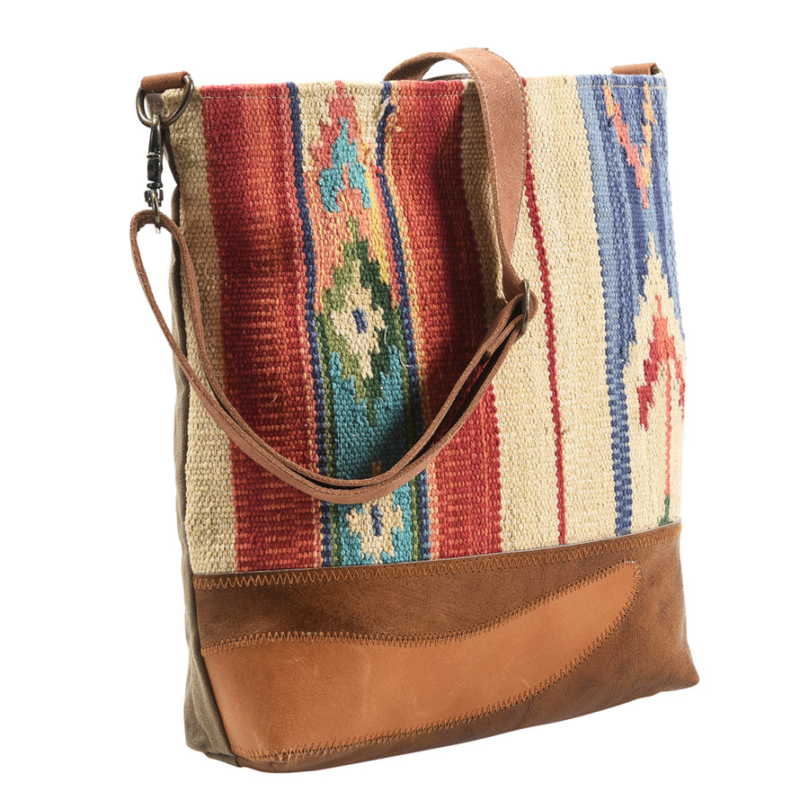 OHLAY Large Crossbody Upcycled Wool Upcycled Canvas Genuine Leather women bag western handbag purse - Uhorse