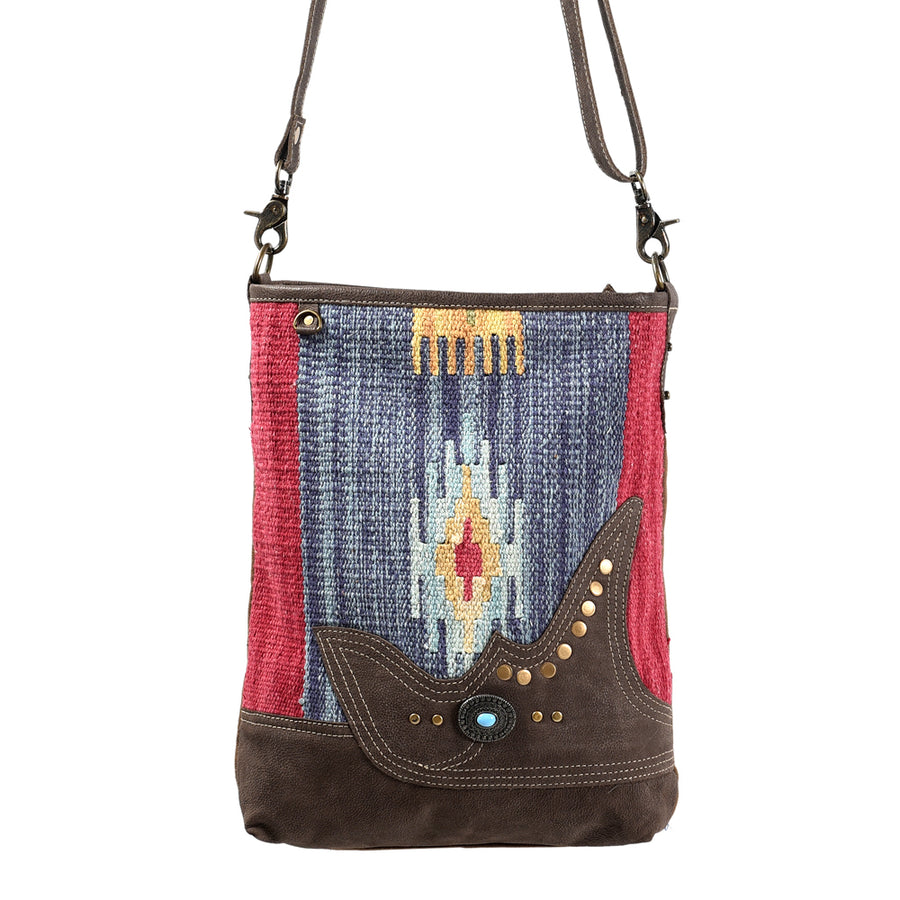 OHLAY Large Crossbody Upcycled Wool Canvas Genuine Leather Women Bag Western Handbag Purse | Womens Handbags Belt for Summer