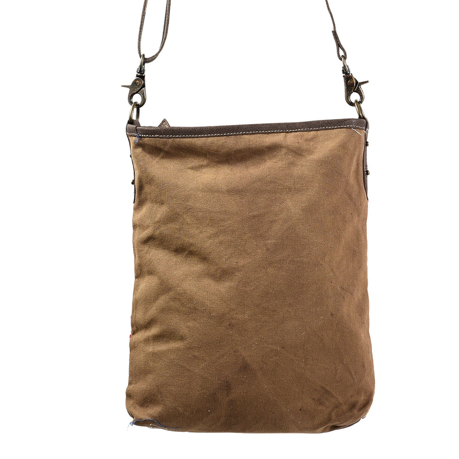 OHLAY Large Crossbody Upcycled Wool Canvas Genuine Leather Women Bag Western Handbag Purse | Womens Handbags Belt for Summer