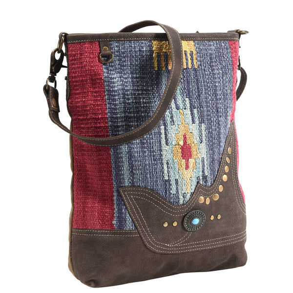 OHLAY Large Crossbody Upcycled Wool Upcycled Canvas Genuine Leather women bag western handbag purse - Uhorse