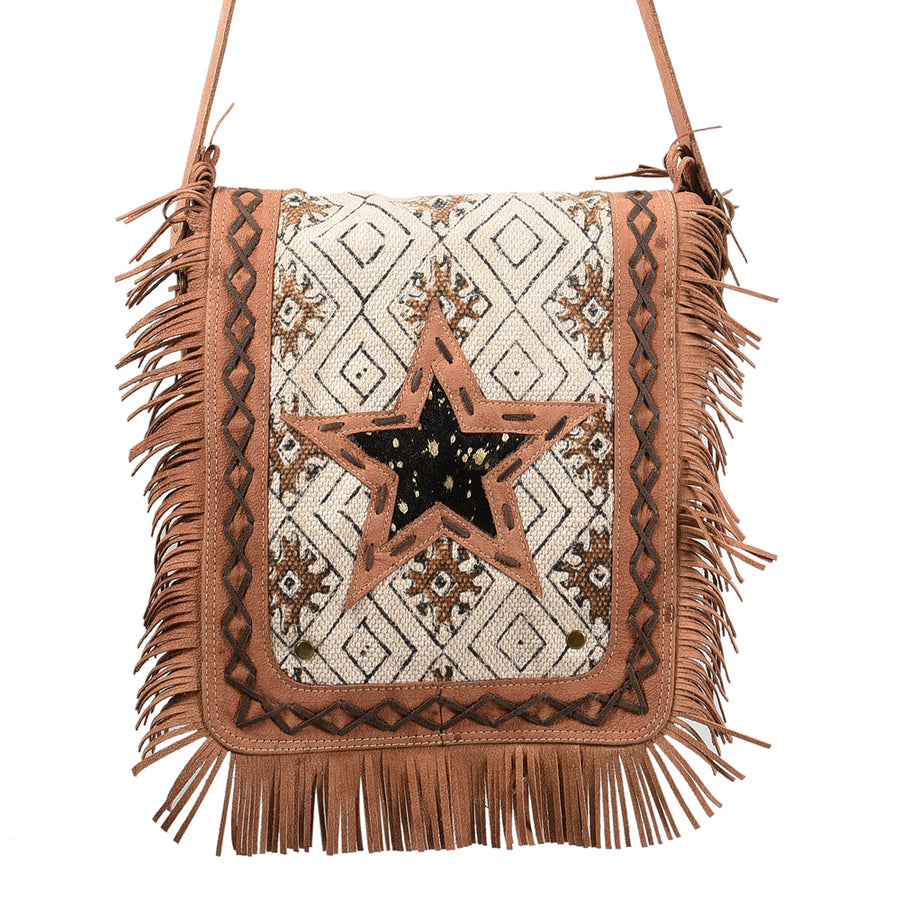 OHLAY Messenger Upcycled Wool Canvas Hair-On Genuine Leather Women's Bag Western Handbag Purse Womens Handbags Purses