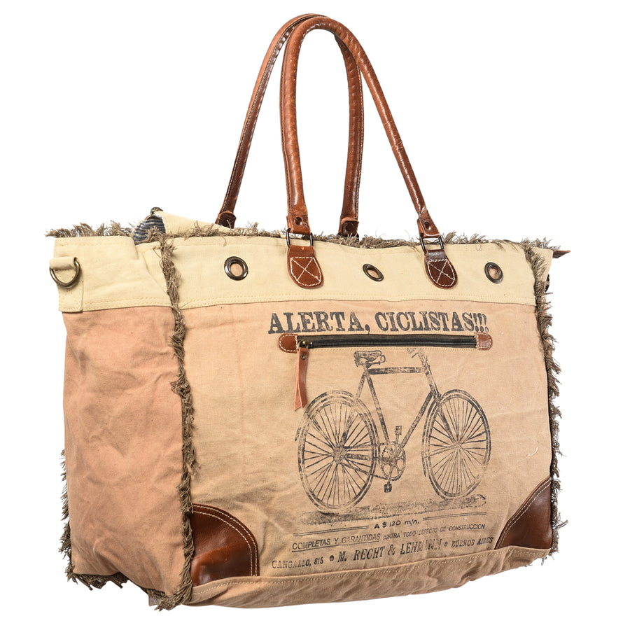 OHLAY KB409 TOTE Upcycled Canvas Genuine Leather women bag western by Hilason – Cowboy and equestrian accessories