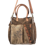 OHLAY KB411 TOTE Upcycled Canvas Genuine Leather women bag western handbag purse