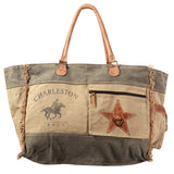 OHLAY KB412 TOTE Upcycled Canvas Genuine Leather women bag western handbag purse