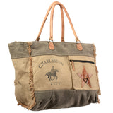 OHLAY KB412 TOTE Upcycled Canvas Genuine Leather women bag western handbag purse