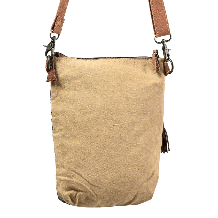 OHLAY Large Crossbody Upcycled Wool Canvas Hair-On Genuine Leather Women's Bag Western Handbag Purse Womens Handbags Purses