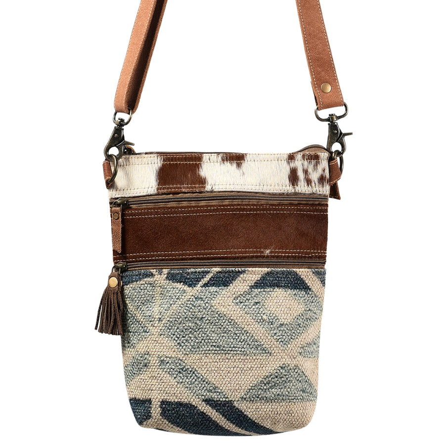 OHLAY Large Crossbody Upcycled Wool Upcycled Canvas Hair-on Genuine Leather women bag western handbag purse - Uhorse