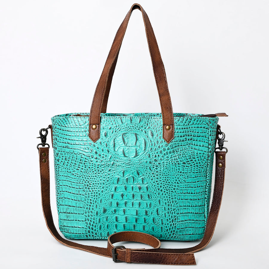 American Darling Tote Bag Crocodile Embossed Genuine Leather Western Handbag for Women Handcrafted Shoulder Bag