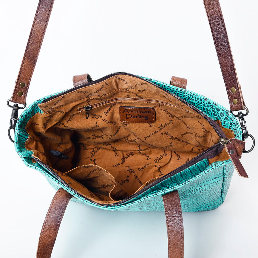 American Darling Tote Bag Crocodile Embossed Genuine Leather Western Handbag for Women Handcrafted Shoulder Bag