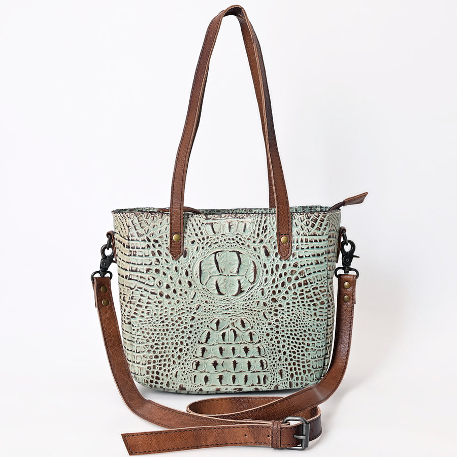 American Darling Tote Bag Crocodile Embossed Genuine Leather Western Handbag for Women Handcrafted Shoulder Bag