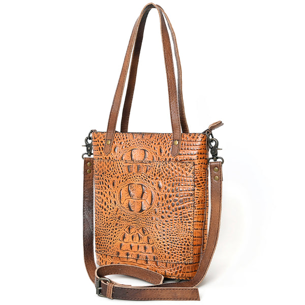 American Darling Crocodile Embossed Western Leather Tote Bag - Uhorse