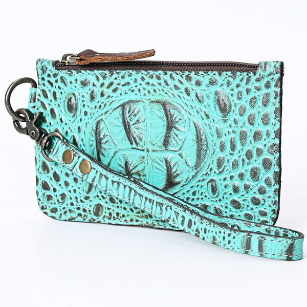 American Darling Crocodile Embossed Western Leather Wristlet Bag - Uhorse