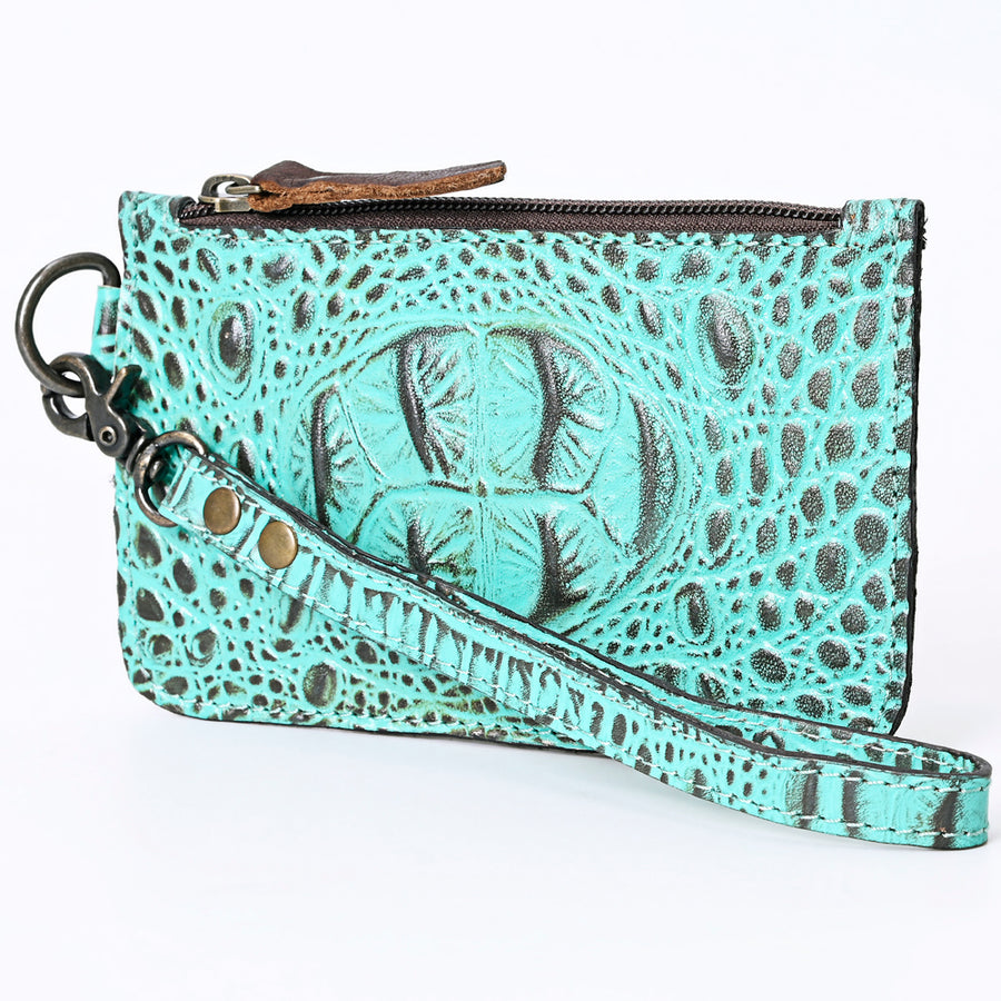 American Darling Crocodile Embossed Western Leather Wristlet Bag - Uhorse