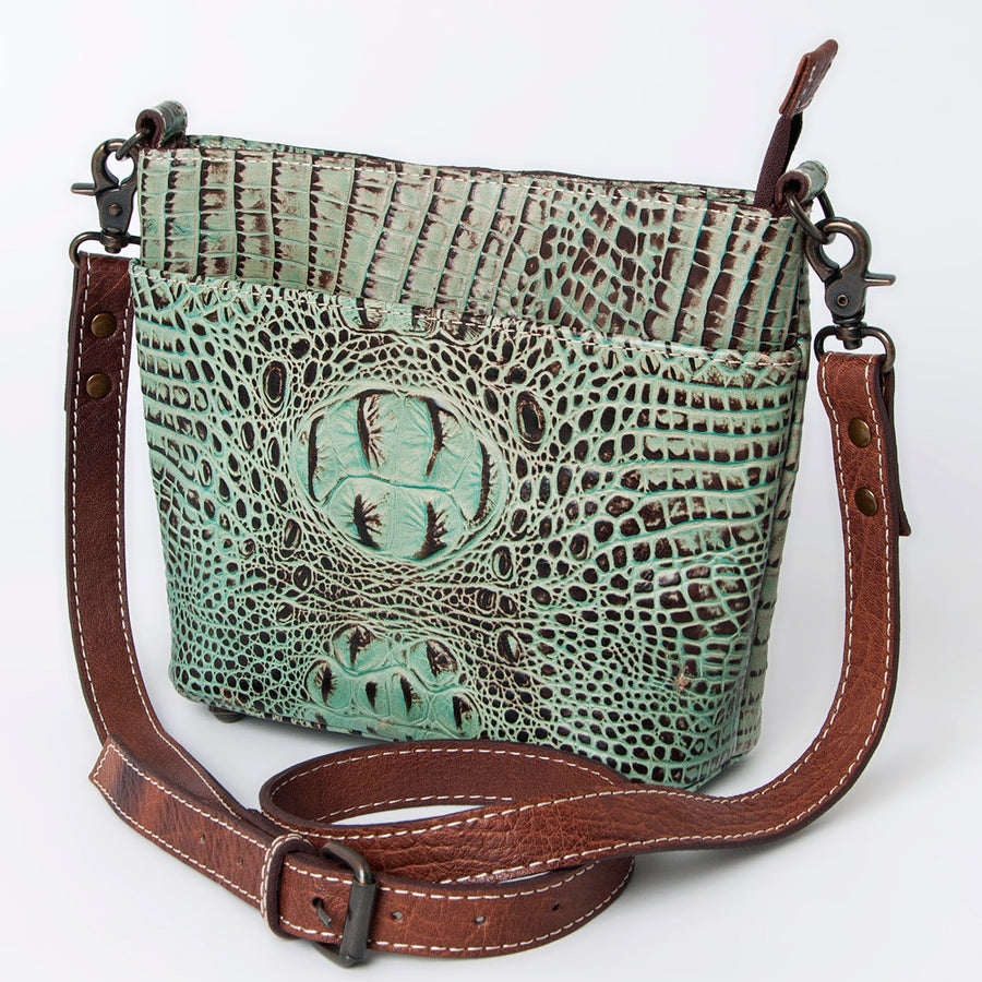 American Darling Crocodile Embossed Western Leather Cross body Bag - Uhorse