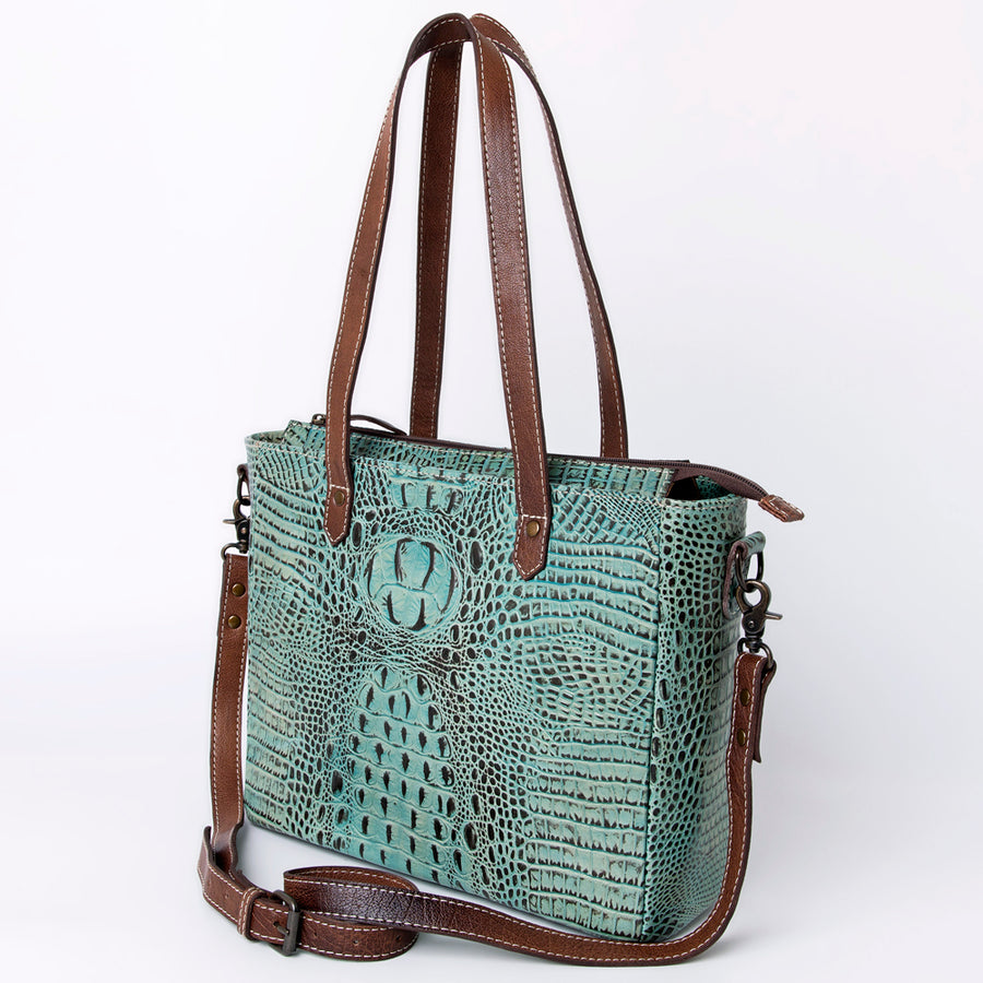 American Darling Crocodile Embossed Western Leather Tote Bag - Uhorse