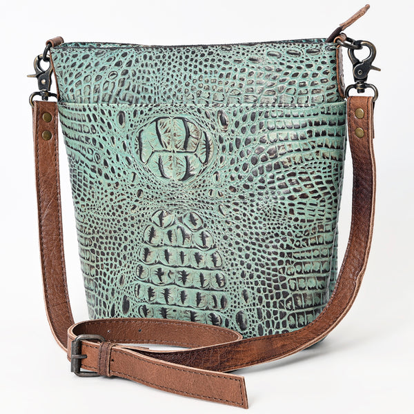 American Darling Crocodile Embossed Western Leather Large Cross body Bag - Uhorse