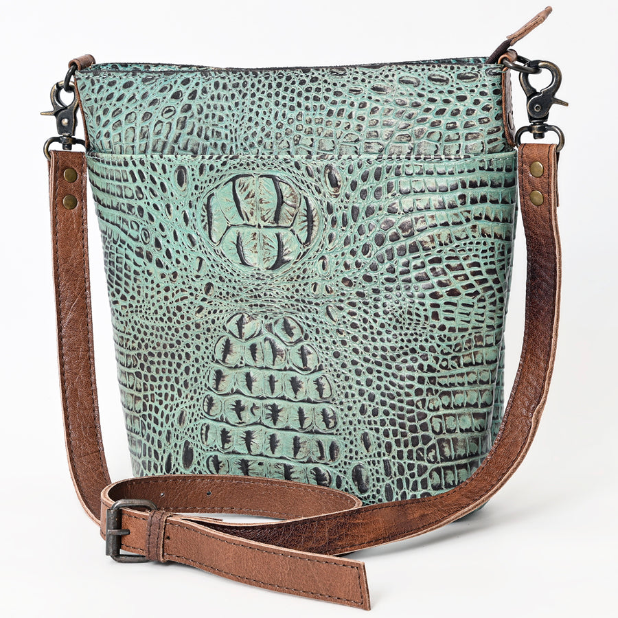American Darling Crocodile Embossed Western Leather Large Cross body Bag - Uhorse