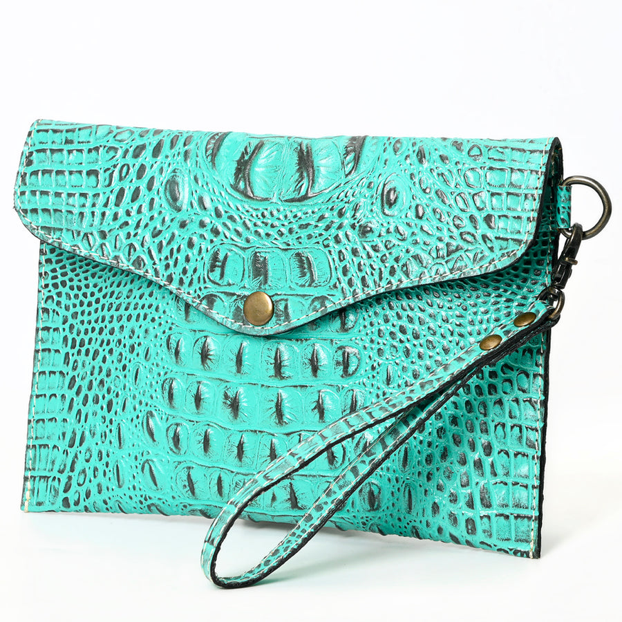 American Darling Crocodile Embossed Western Leather Coin purse - Uhorse