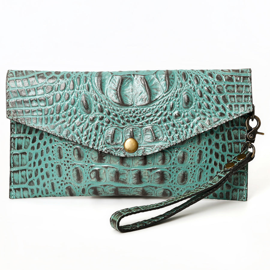 American Darling Western Leather Wallet, Crocodile Embossed Full Grain Genuine Leather, Eco-Friendly Handcrafted Pouch