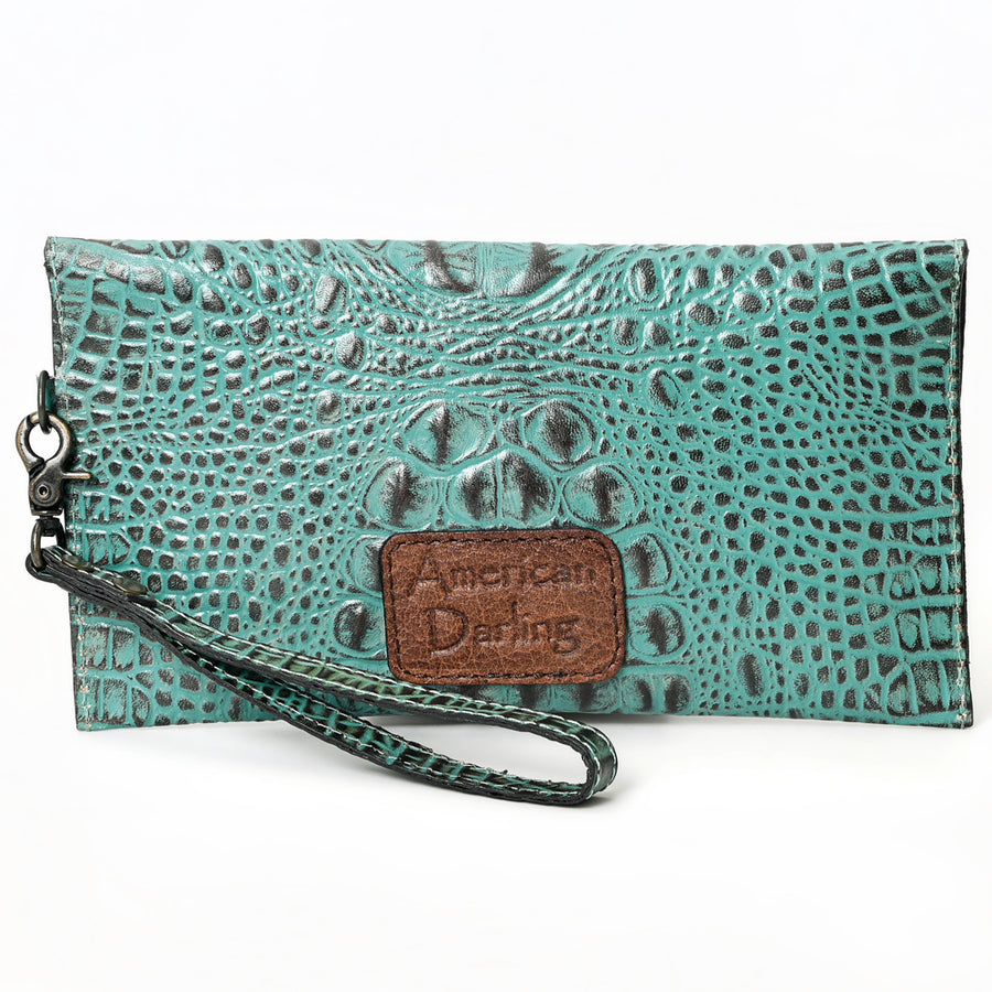 American Darling Western Leather Wallet, Crocodile Embossed Full Grain Genuine Leather, Eco-Friendly Handcrafted Pouch