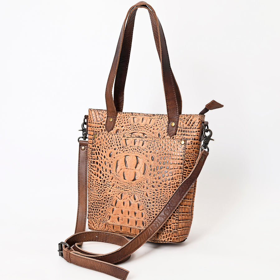 American Darling Crocodile Embossed Western Leather Tote Bag - Uhorse