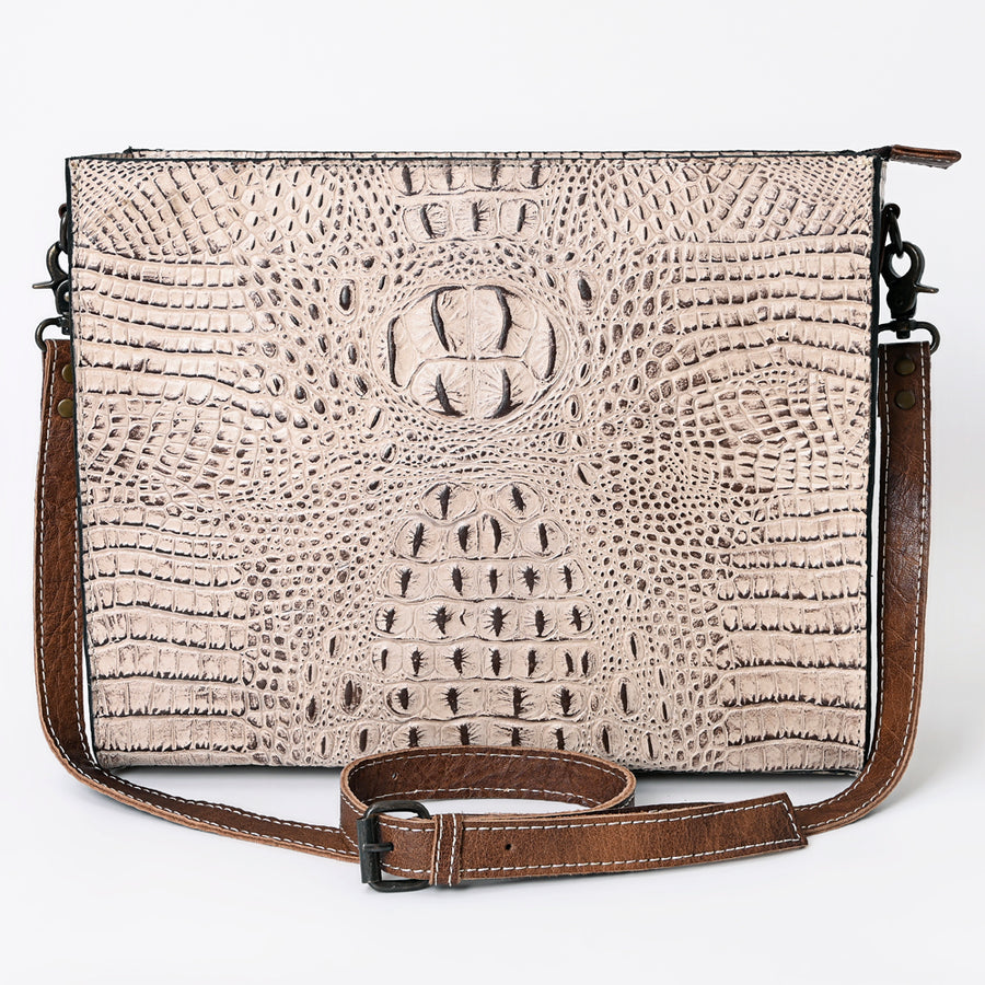 American Darling Western Messenger Bag, Crocodile Embossed Full Grain Genuine Leather, Eco-Friendly Handcrafted Satchel