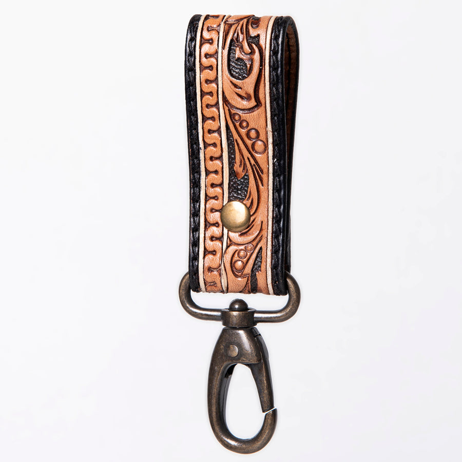 American Darling ADKR210A Hand Tooled Carved Genuine Leather Keyring – by Hilason – Cowboy and equestrian accessories