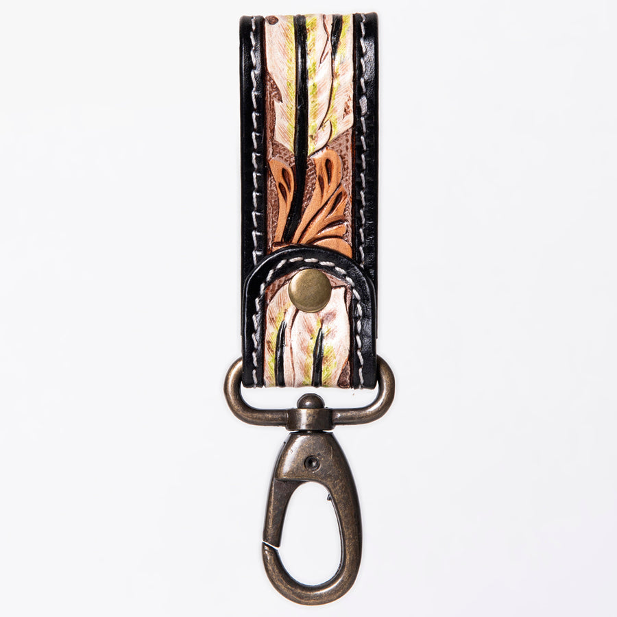 American Darling Hand Tooled Carved Genuine Leather Keyring
