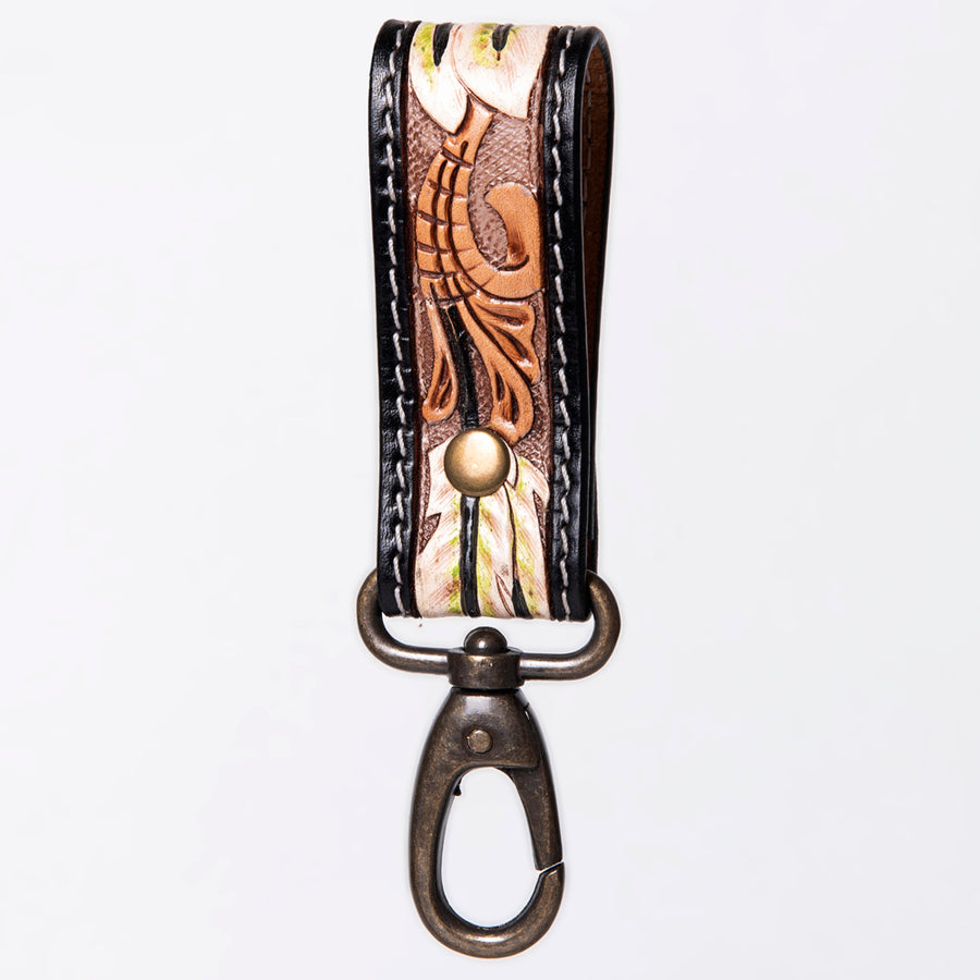 American Darling ADKR210B Hand Tooled Carved Genuine Leather Keyring – by Hilason – Cowboy and equestrian accessories