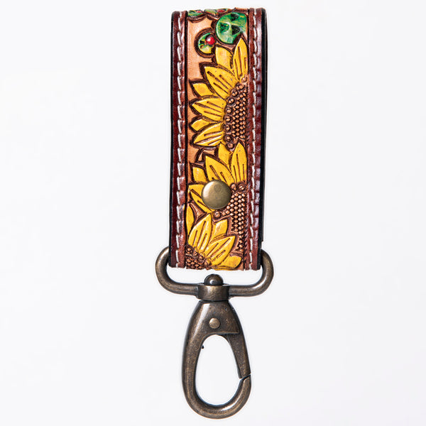 American Darling ADKR210I Hand Tooled Carved Genuine Leather Keyring – by Hilason – Cowboy and equestrian accessories