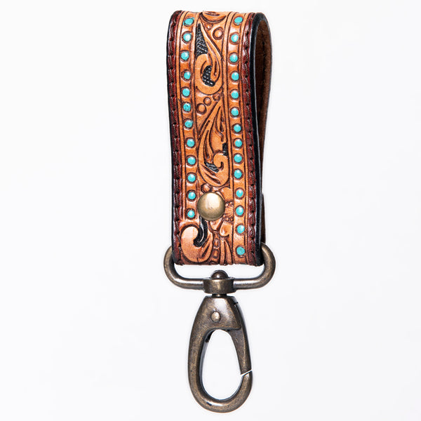 American Darling ADKR210J Hand Tooled Carved Genuine Leather Keyring – by Hilason – Cowboy and equestrian accessories